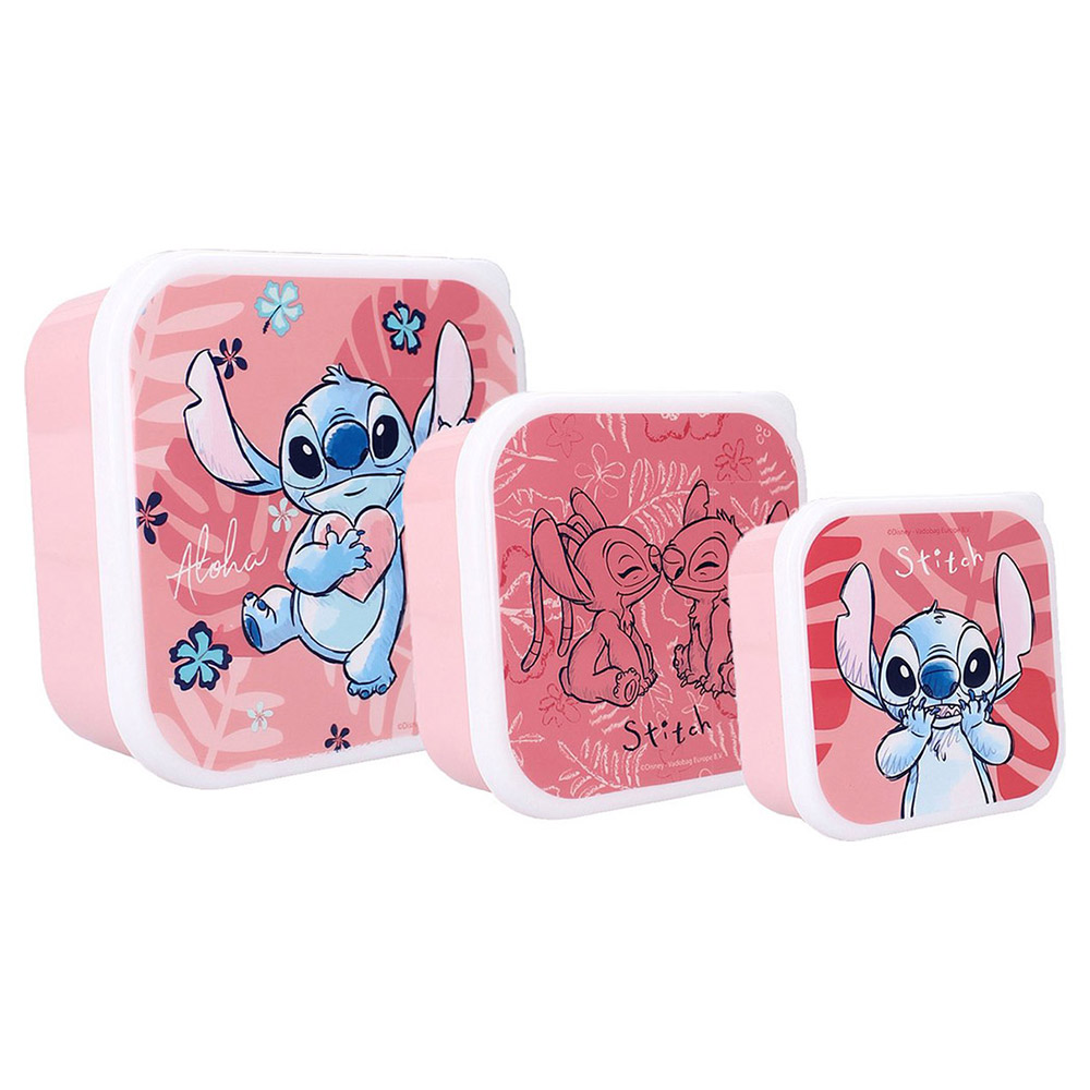 3 Boîtes à Goûter Stitch My Sweety Pop - Lunch Box Enfant Rose, 11.5cm